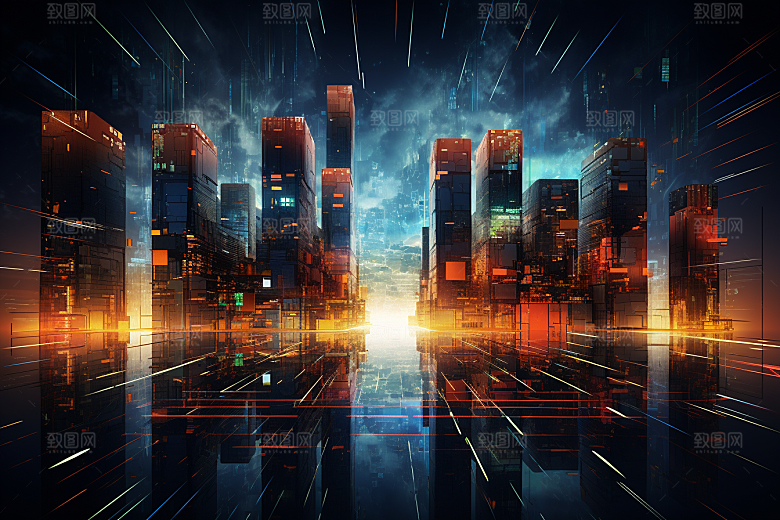 科技光束信息技术幻灯片背景