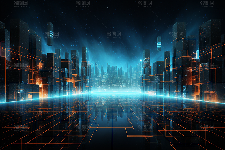 科技光效深色幻灯片背景