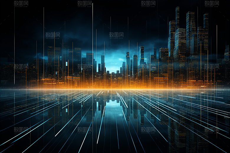 科技光束抽象幻灯片背景