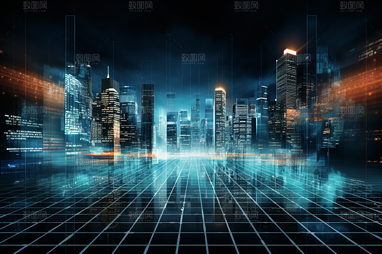 科技数字化光束幻灯片背景