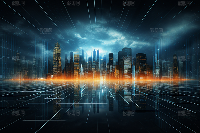 科技信息技术光影幻灯片背景