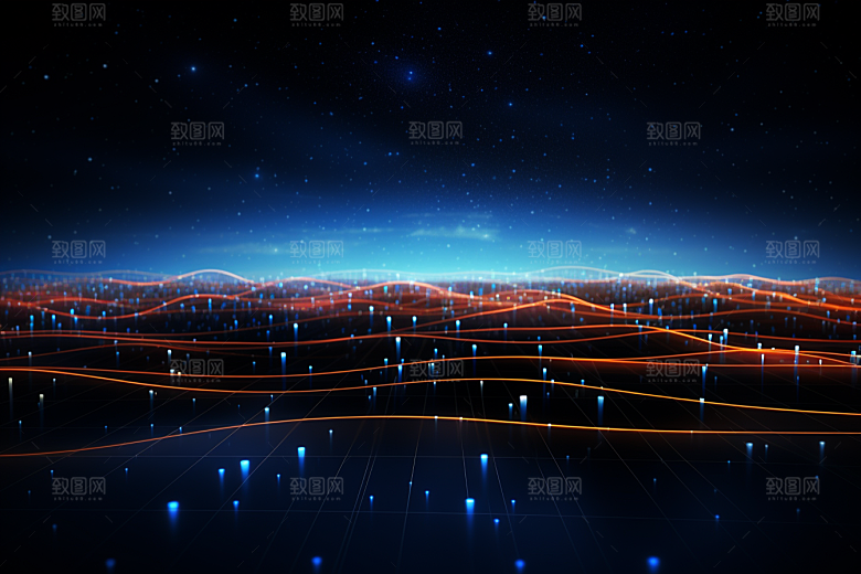 科技深色光束幻灯片背景
