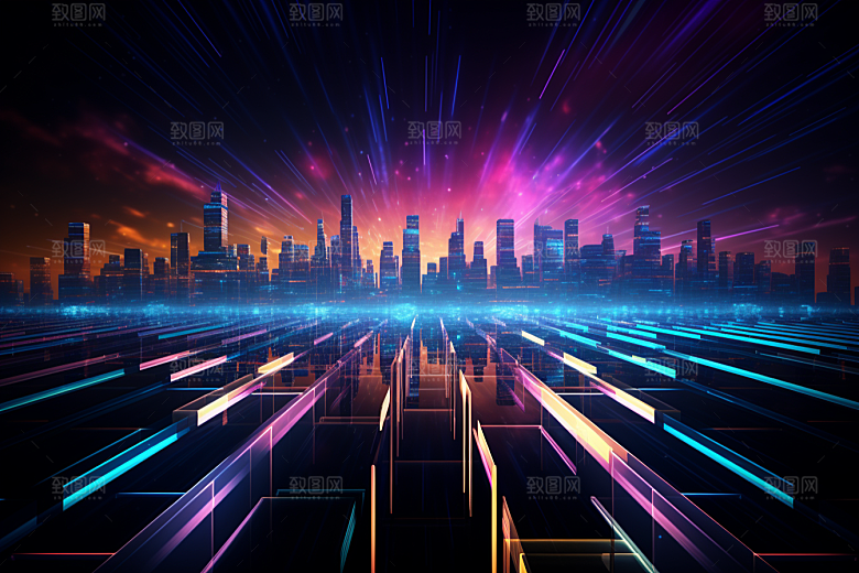科技数字化光影幻灯片背景
