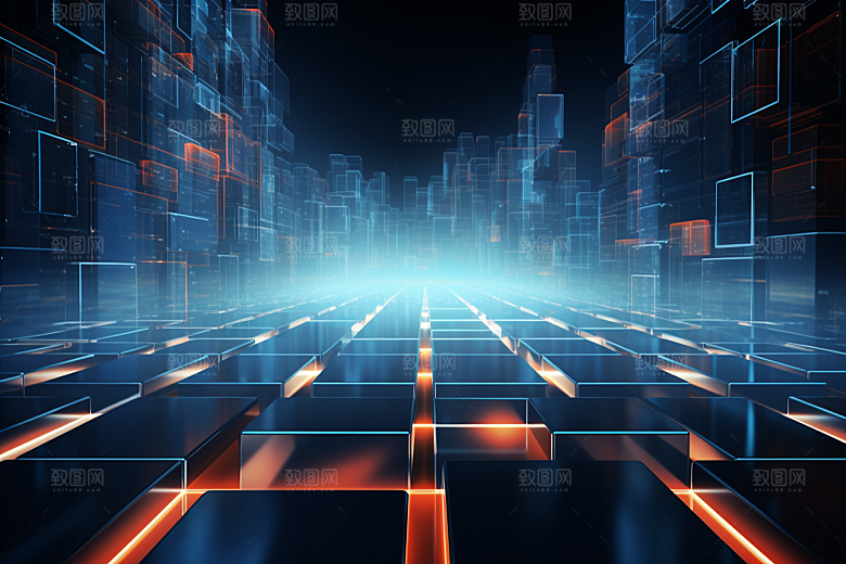 科技数字化光束幻灯片背景