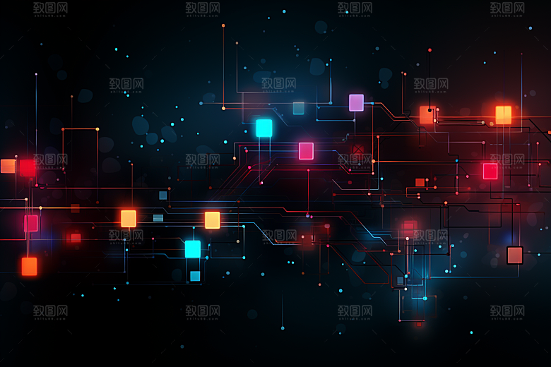 科技深色光影幻灯片背景