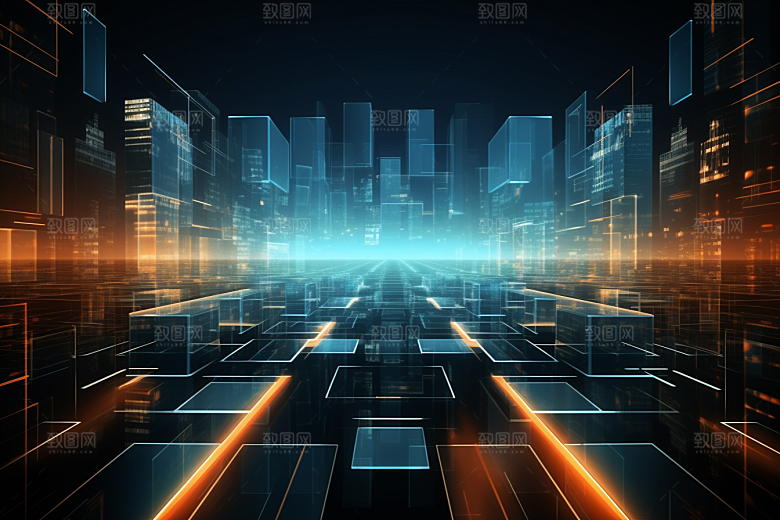 科技数字化光影幻灯片背景