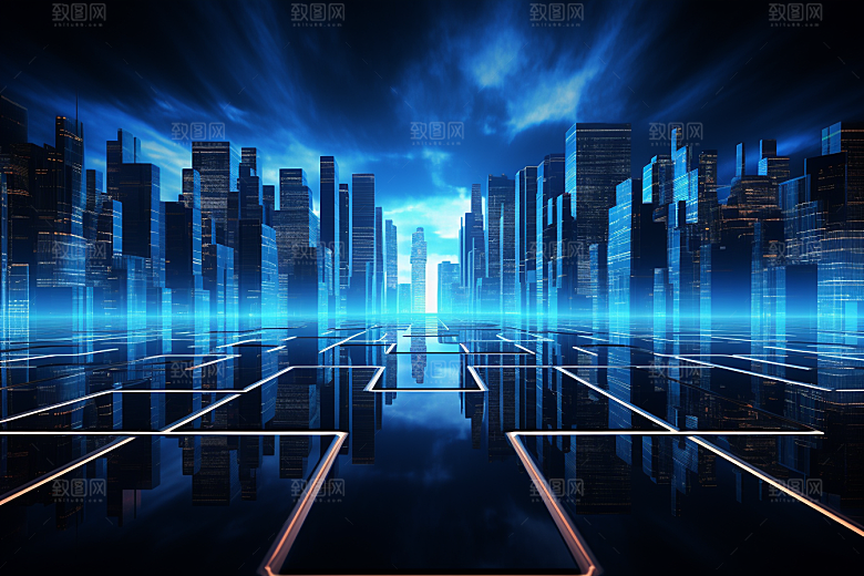 科技光效光束幻灯片背景