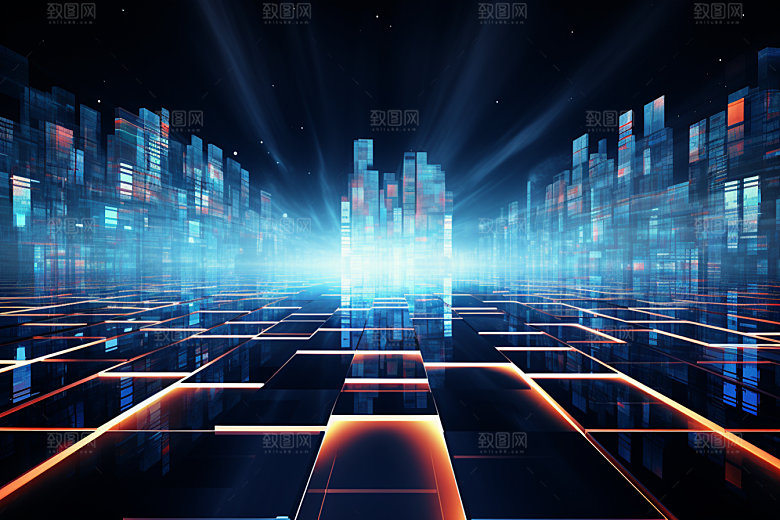科技数字化光束幻灯片背景