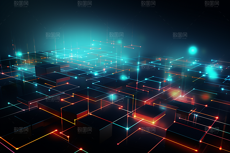 科技光束深色幻灯片背景
