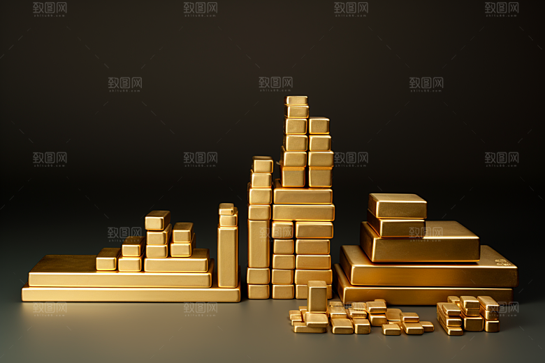 黄金金块财富素材
