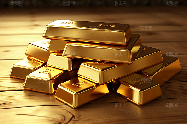 黄金贵金属金块素材