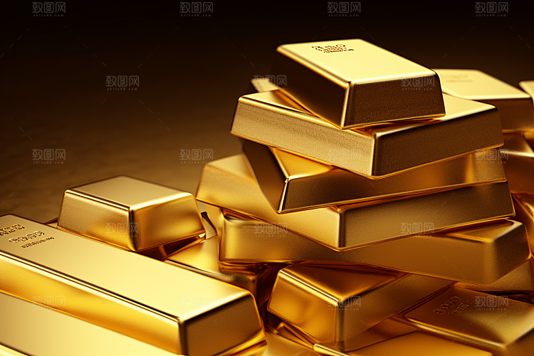 黄金金块富贵素材
