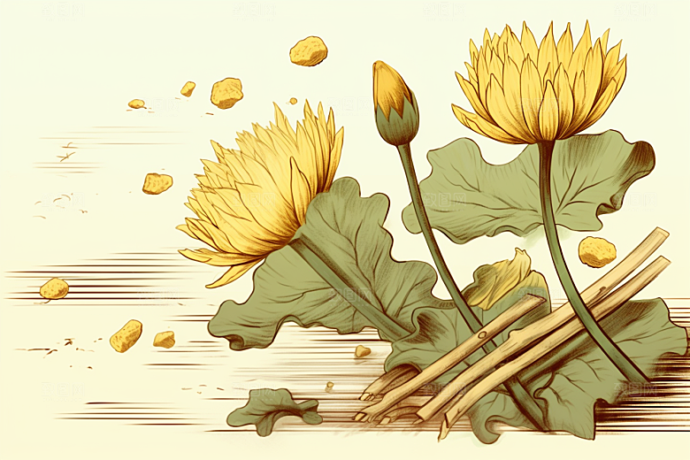 黄莲手绘养生插画