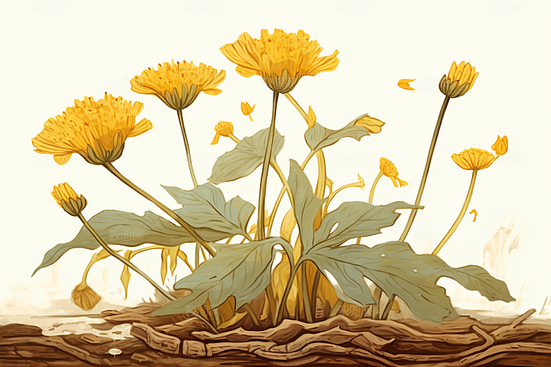黄莲中医中草药插画