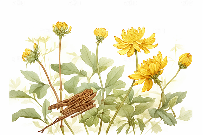 黄莲医疗药方插画