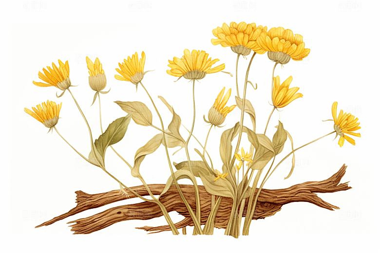 黄莲植物养生插画