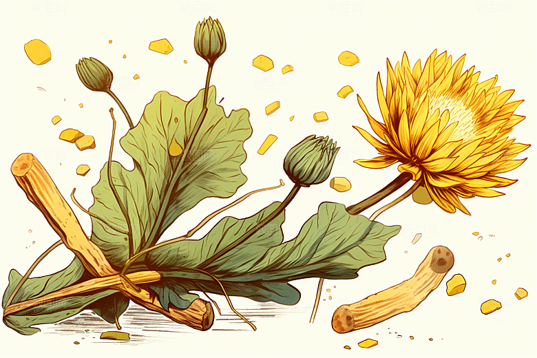 黄莲中药材植物插画