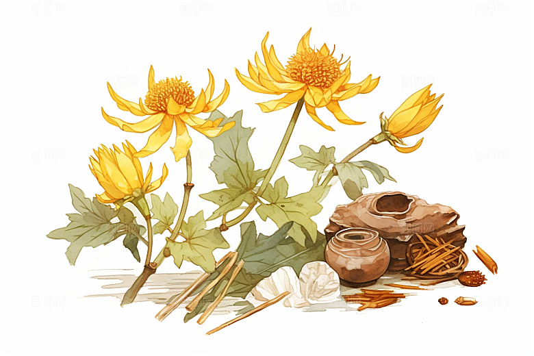 黄莲健康中药材插画