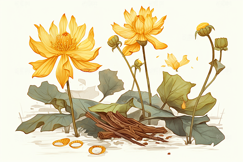 黄莲药方养生插画
