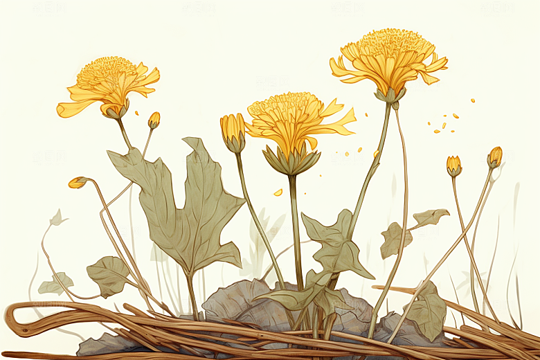 黄莲医学手绘插画