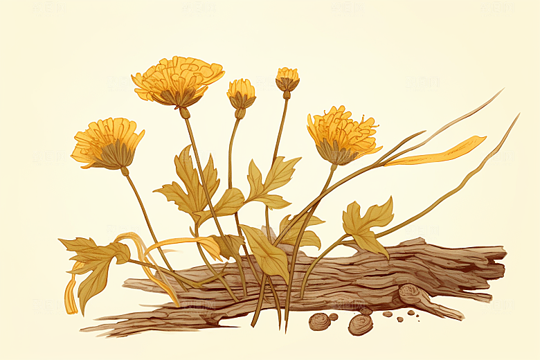 黄莲养生中药材插画