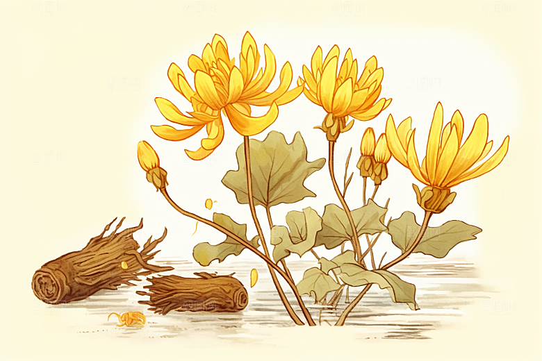 黄莲手绘药方插画