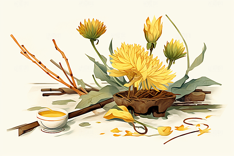 黄莲手绘保健插画
