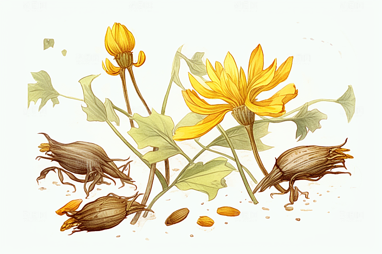 黄莲中草药中医插画