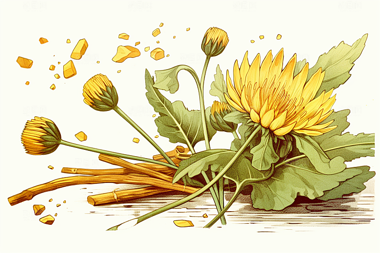 黄莲保健中药材插画