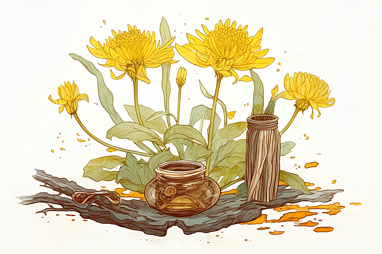 黄莲保健中草药插画