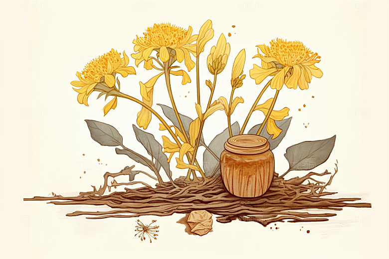 黄莲健康中草药插画