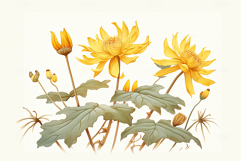 黄莲中药材医疗插画