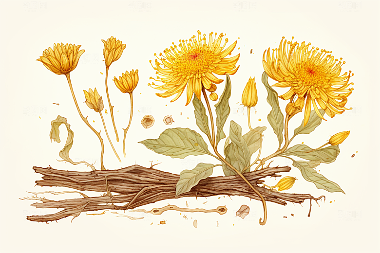 黄莲中草药医疗插画