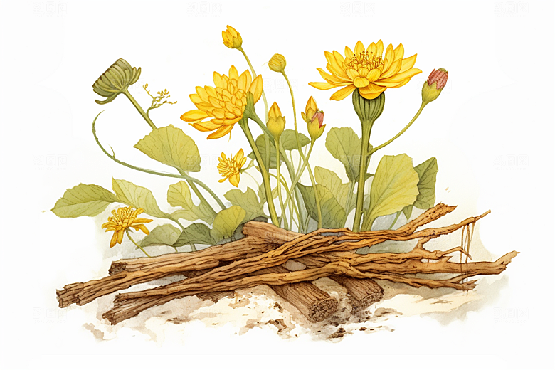 黄莲药方中药材插画
