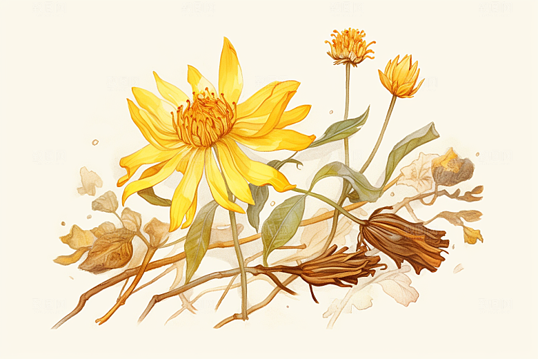 黄莲中医中草药插画