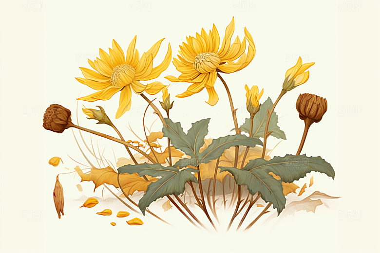 黄莲医学中草药插画
