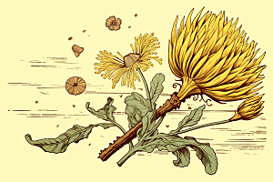 黄莲植物手绘插画