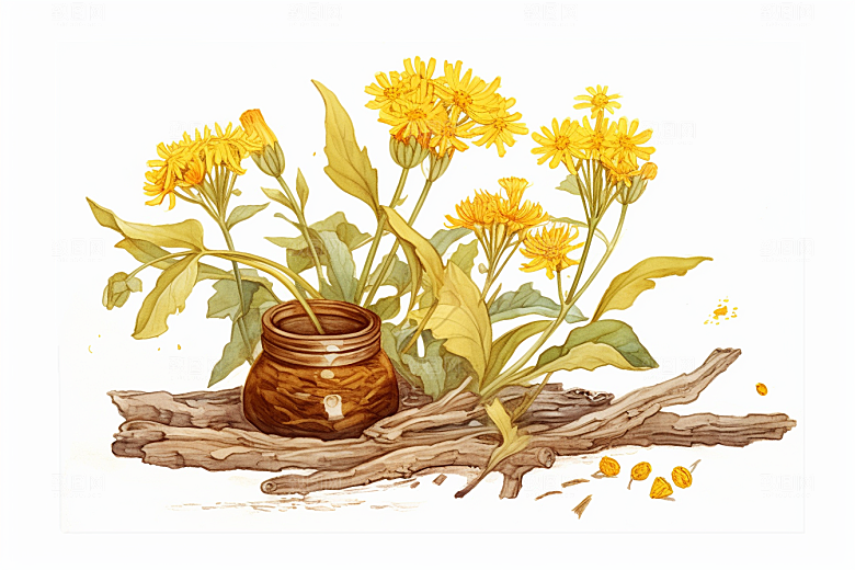 黄莲医疗中药材插画