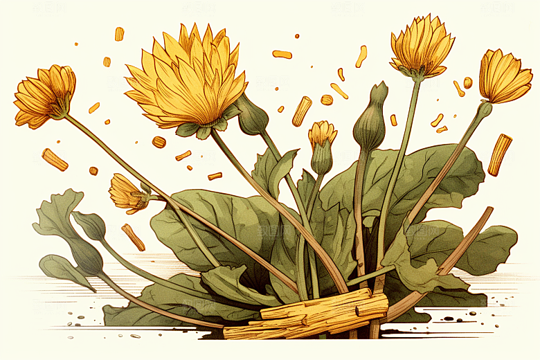 黄莲健康植物插画