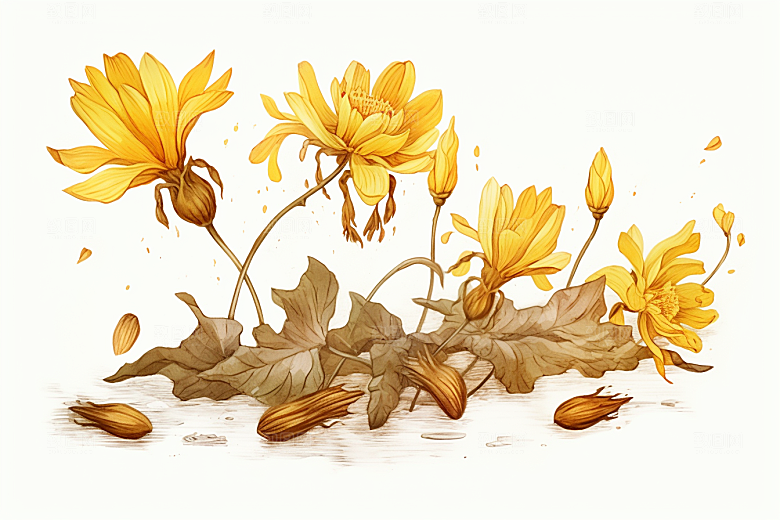 黄莲中草药健康插画