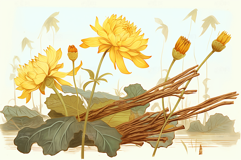 黄莲保健中草药插画