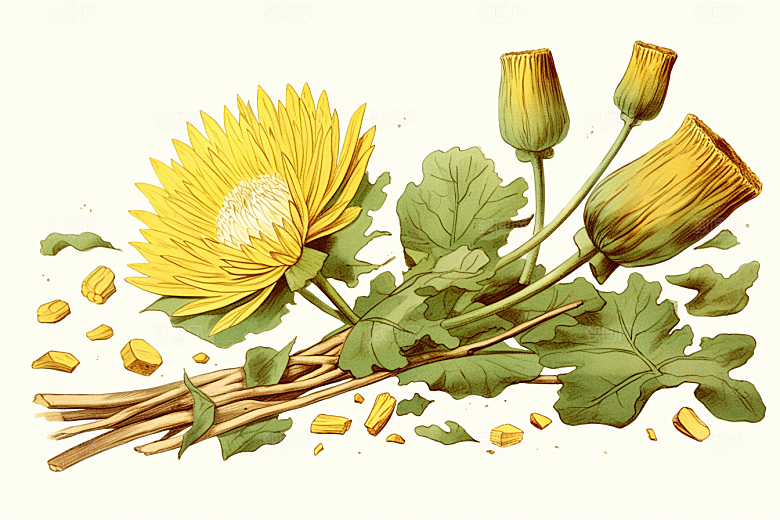 黄莲养生手绘插画