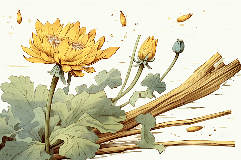 黄莲中草药植物插画
