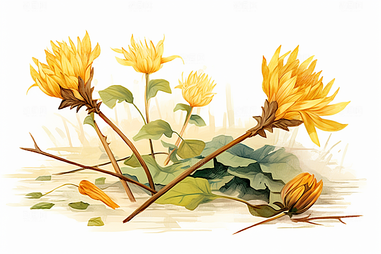 黄莲植物养生插画