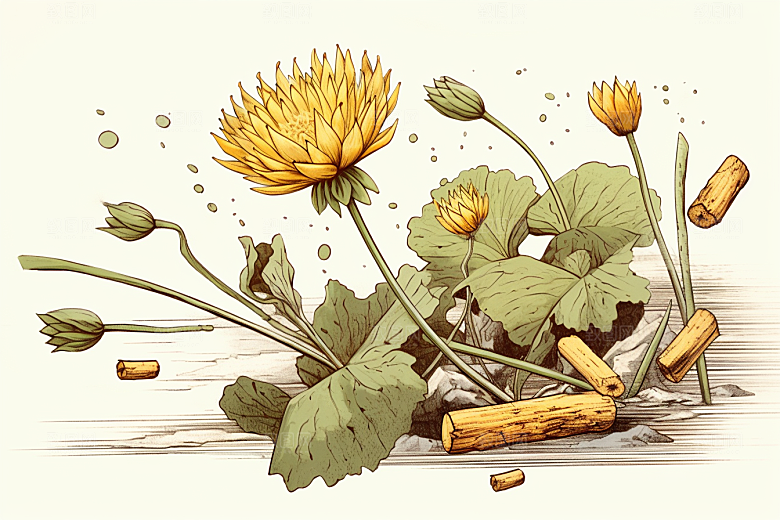 黄莲医疗植物插画
