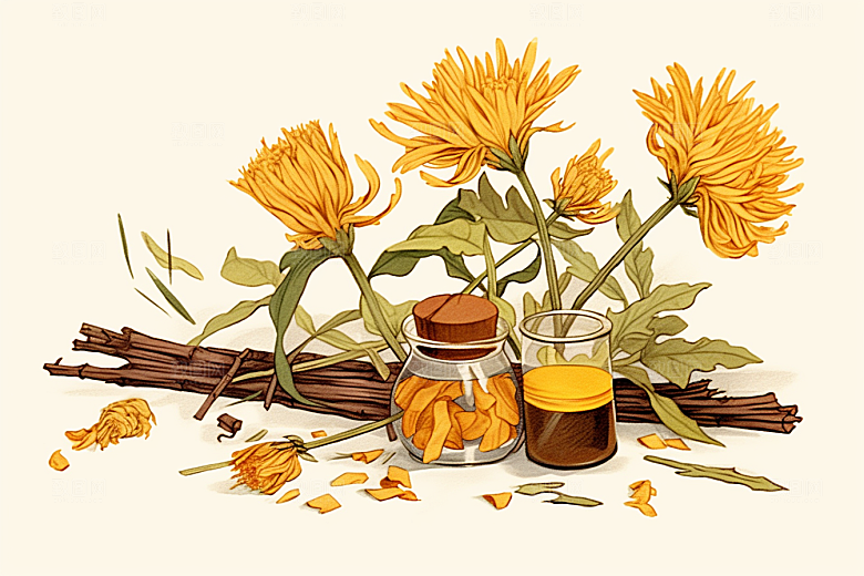 黄莲中药材中医插画