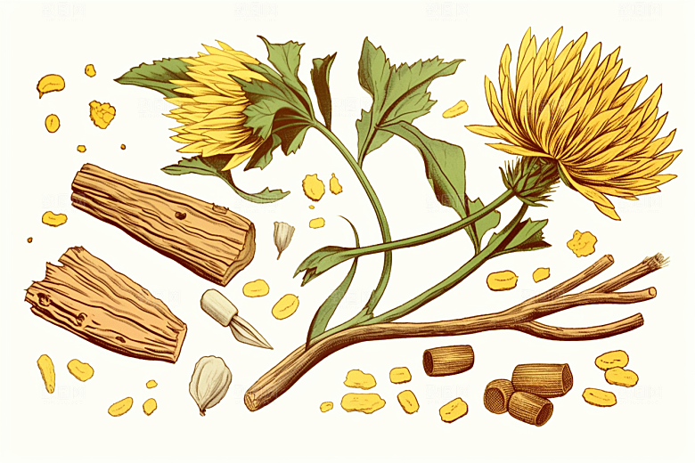 黄莲中医养生插画