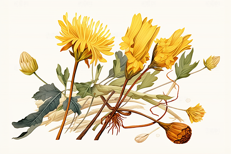 黄莲植物保健插画