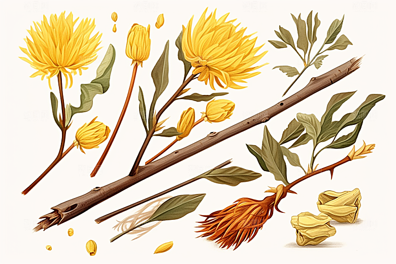 黄莲药方植物插画