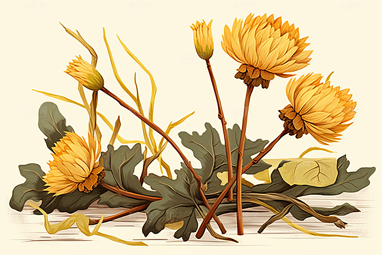 黄莲植物健康插画